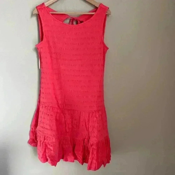 Anthropologie Flounced Open-Back Mini Dress Teaberry Size Large - Picture 2 of 13